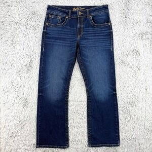 Wrangler Jeans Mens 35x30.75 Rock 47 Denim Slim Boot Embroidered Thick Stitching